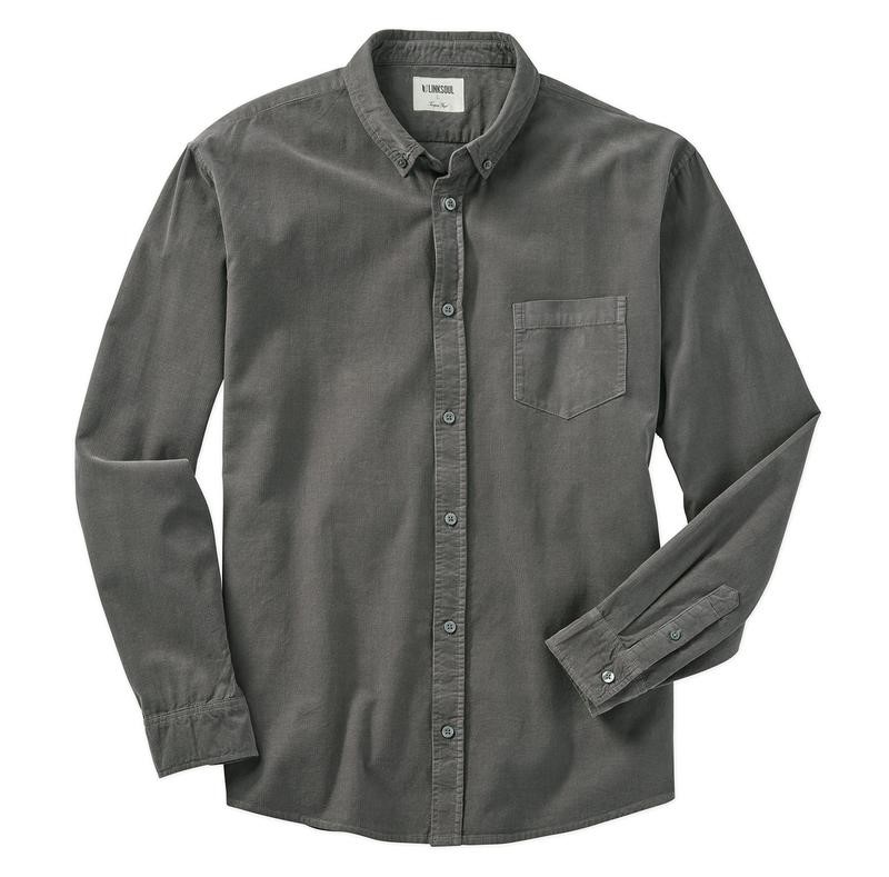Mens Linksoul Pinwale Grey Corduroy Long Sleeve Shirt – Large – 46 ...